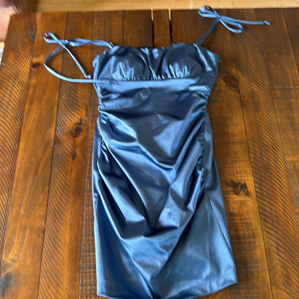 Honey and Rosie Blue Satin Dress size small